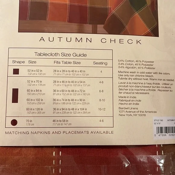 Autumn Check rectangle table cloth - Picture 3 of 4